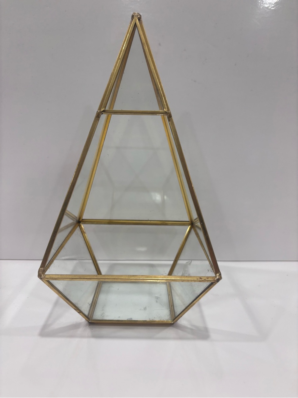 Vintage  Brass Glass Mirror Back Curio Cabinet Display Case Small